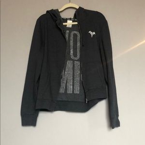 PINK gray zip up sweater